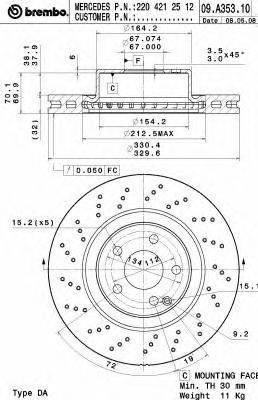 Тормозной диск BREMBO 09.A353.11