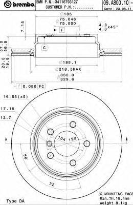 Тормозной диск BREMBO 09.A800.11