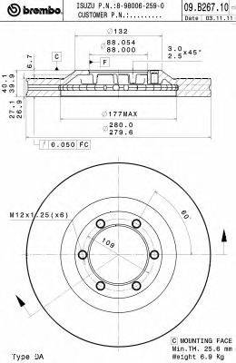 Тормозной диск BREMBO 09.B267.10
