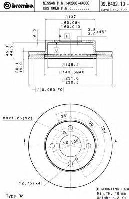 Тормозной диск BREMBO 09.B492.10