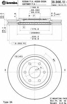 Тормозной диск BREMBO 09.B496.10