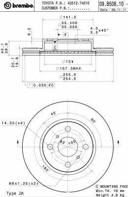 Тормозной диск BREMBO 09.B508.10