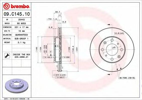 Тормозной диск BREMBO 09.C145.10
