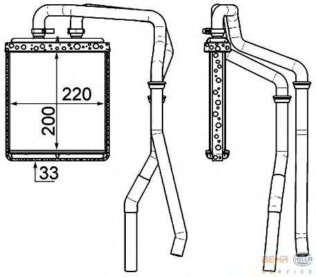 Теплообменник, отопление салона HELLA 8FH 351 000-151