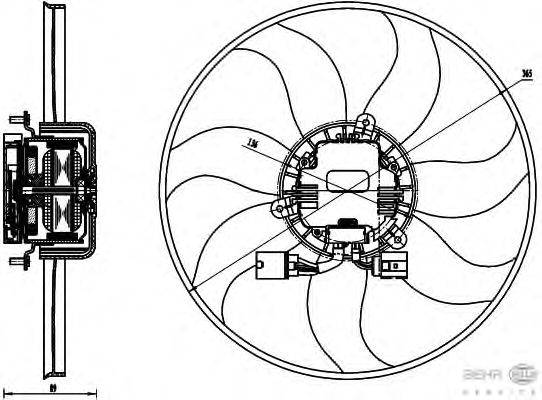 Вентилятор, охлаждение двигателя HELLA 8EW351040071