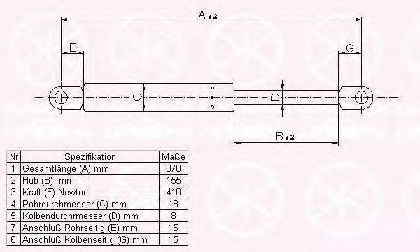 Газовая пружина, крышка багажник KLOKKERHOLM 00577100