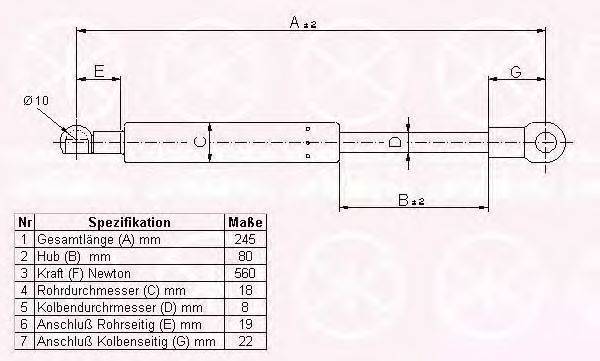 Газовая пружина, заднее стекло KLOKKERHOLM 00657120