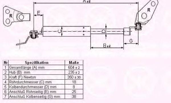 Газовая пружина, крышка багажник KLOKKERHOLM 34807102