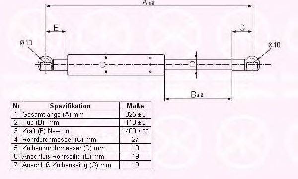 Газовая пружина, крышка багажник KLOKKERHOLM 35277120