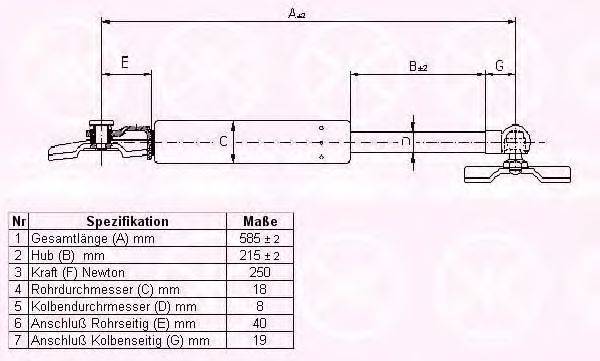 Газовая пружина, крышка багажник KLOKKERHOLM 81107101
