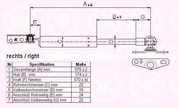 Газовая пружина, крышка багажник KLOKKERHOLM 81127122