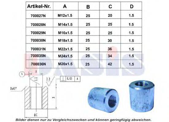 Резьбовой штифт AKS DASIS 700028N