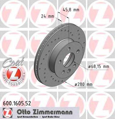 Тормозной диск ZIMMERMANN 600.1605.52