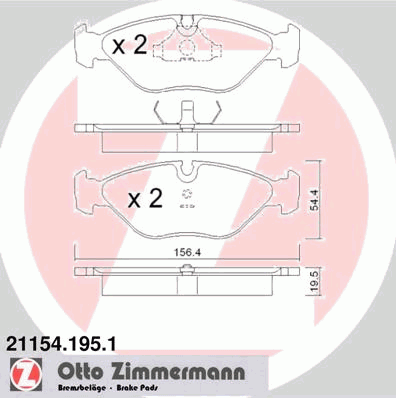 Комплект тормозных колодок, дисковый тормоз ZIMMERMANN 21154.195.1