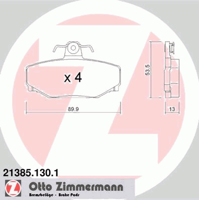 Комплект тормозных колодок, дисковый тормоз ZIMMERMANN 21385
