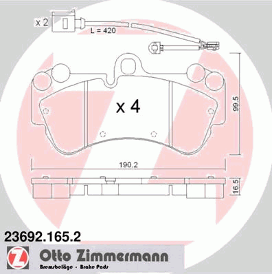 Комплект тормозных колодок, дисковый тормоз ZIMMERMANN 236921652