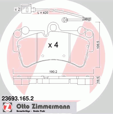 Комплект тормозных колодок, дисковый тормоз ZIMMERMANN 236931652