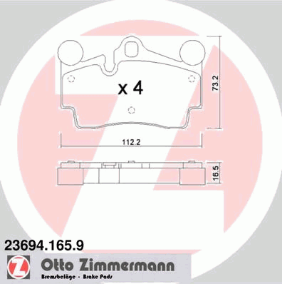 Комплект тормозных колодок, дисковый тормоз ZIMMERMANN 236941659