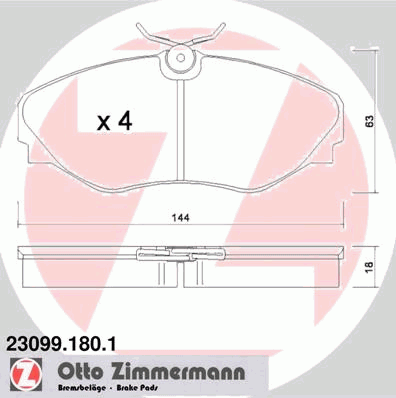 Комплект тормозных колодок, дисковый тормоз ZIMMERMANN 230991801