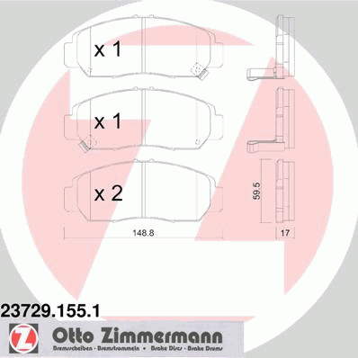 Комплект тормозных колодок, дисковый тормоз ZIMMERMANN 237291551