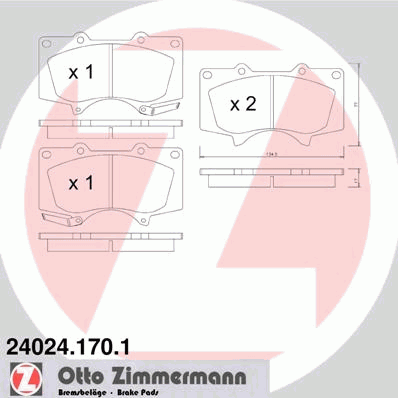Комплект тормозных колодок, дисковый тормоз ZIMMERMANN 24024