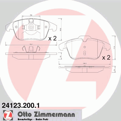 Комплект тормозных колодок, дисковый тормоз ZIMMERMANN 241232001