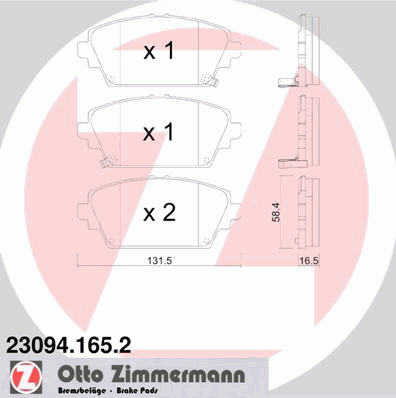 Комплект тормозных колодок, дисковый тормоз DEX 24801
