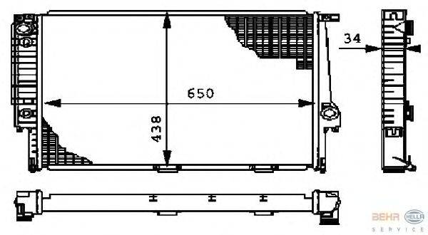 Радиатор, охлаждение двигателя HELLA 8MK 376 712-381