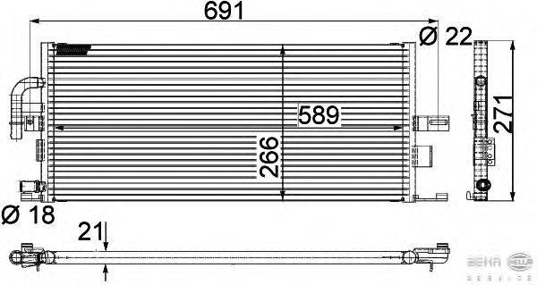 Низкотемпературный охладитель, интеркулер HELLA 8MK 376 718-031
