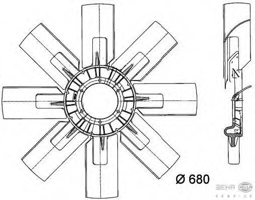 Крыльчатка вентилятора, охлаждение двигателя HELLA 8MV 376 727-021