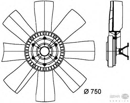 Вентилятор, охлаждение двигателя HELLA 8MV 376 727-151