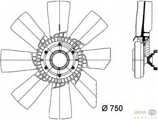 Вентилятор, охлаждение двигателя BEHR SERVICE 6102418