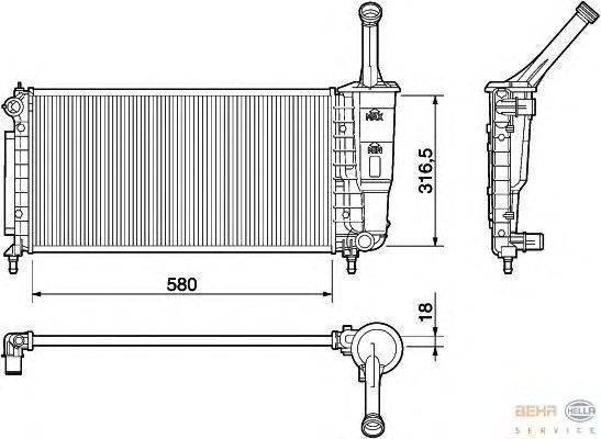 Радиатор, охлаждение двигателя HELLA 8MK 376 754-381