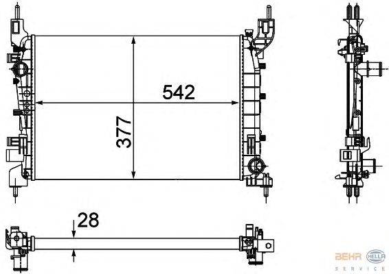 Радиатор, охлаждение двигателя HELLA 8MK 376 756-521