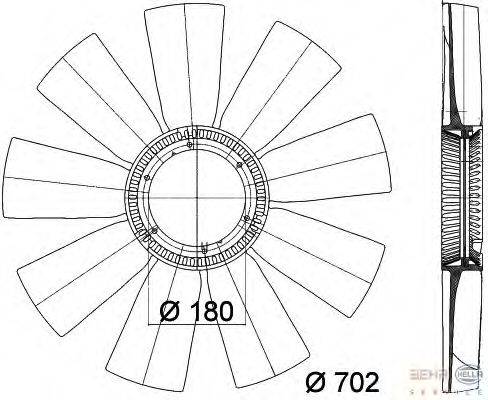 Крыльчатка вентилятора, охлаждение двигателя BEHR 61726