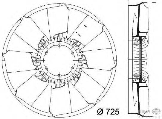 Крыльчатка вентилятора, охлаждение двигателя BEHR SERVICE 6601102