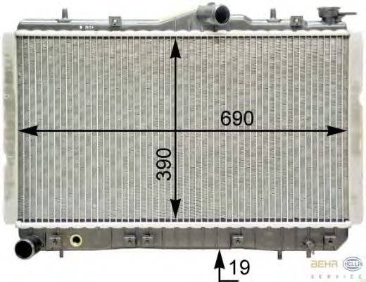 Радиатор, охлаждение двигателя HELLA 8MK376763001