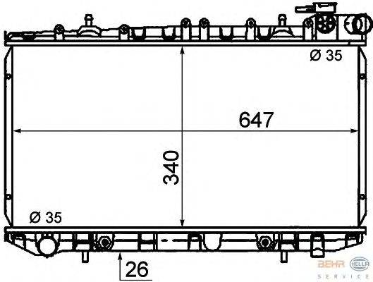 Радиатор, охлаждение двигателя HELLA 8MK 376 771-001