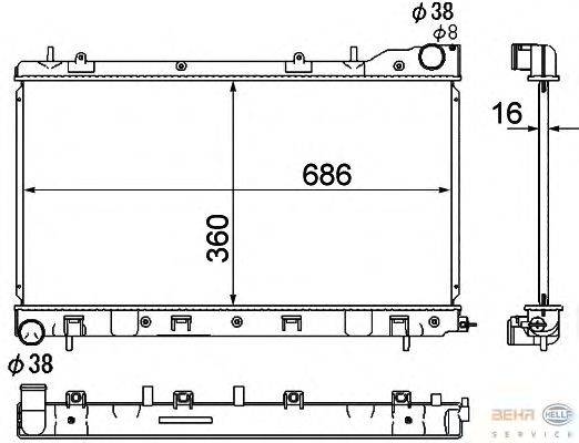 Радиатор, охлаждение двигателя HELLA 8MK 376 790-281