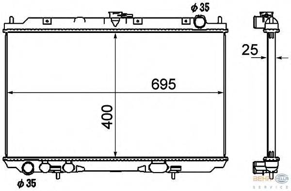 Радиатор, охлаждение двигателя HELLA 8MK 376 790-291