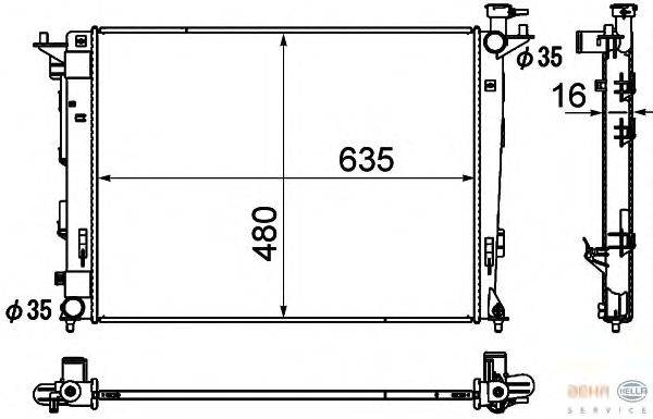 Радиатор, охлаждение двигателя HELLA 8MK 376 790-441