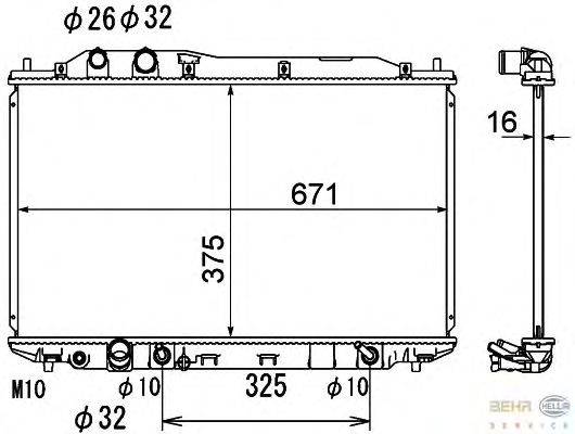 Радиатор, охлаждение двигателя HELLA 8MK 376 790-481