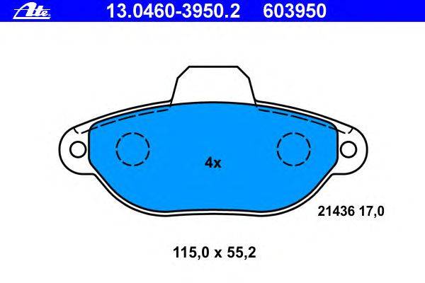 Комплект тормозных колодок, дисковый тормоз ATE 13.0460-3950.2