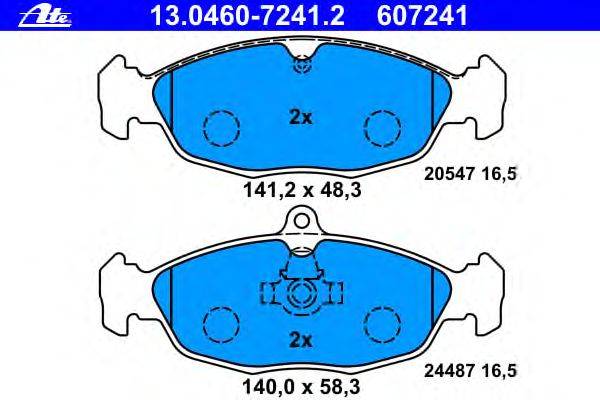 Комплект тормозных колодок, дисковый тормоз ATE 607241