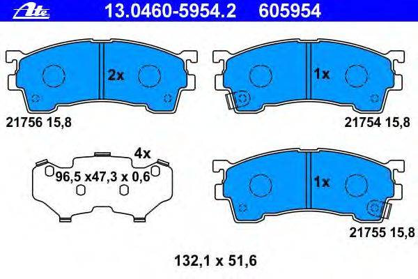 Комплект тормозных колодок, дисковый тормоз ATE 13.0460-5954.2