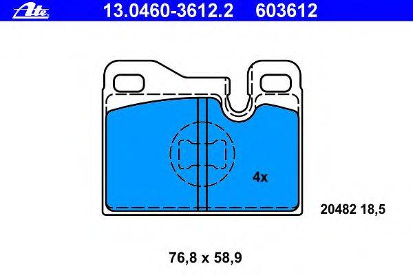 Комплект тормозных колодок, дисковый тормоз ATE 13.0460-3612.2