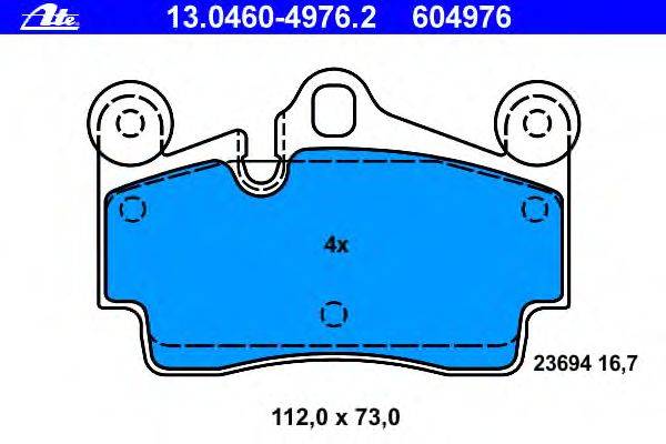 Комплект тормозных колодок, дисковый тормоз ATE 13.0460-4976.2