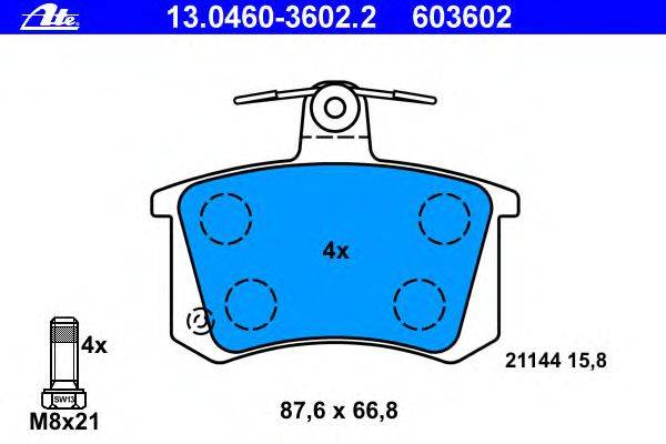 Комплект тормозных колодок, дисковый тормоз ATE 13.0460-3602.2