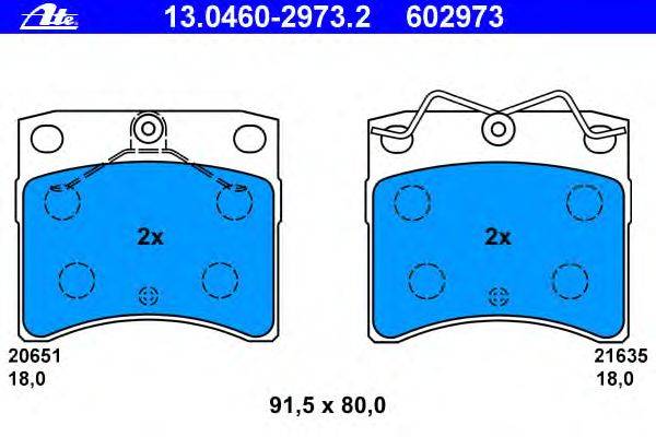 Комплект тормозных колодок, дисковый тормоз ATE 13.0460-2973.2