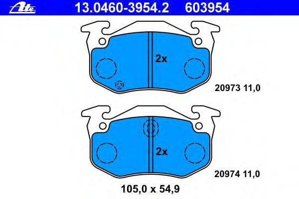Комплект тормозных колодок, дисковый тормоз ATE 13.0460-3954.2